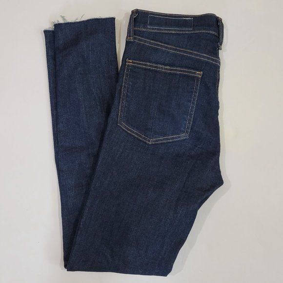 Rag & Bone 10" High Rise Skinny Ankle Raw Hem Jean in Mad River, Dark - Picture 7 of 11